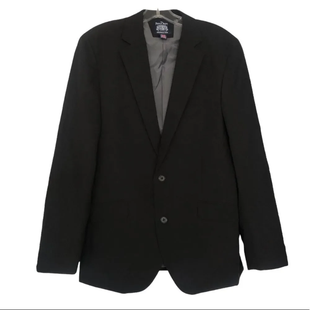 Savile Row Company Blazer Black Strand Two Button Notch Lapel Slim Fit Size 40R